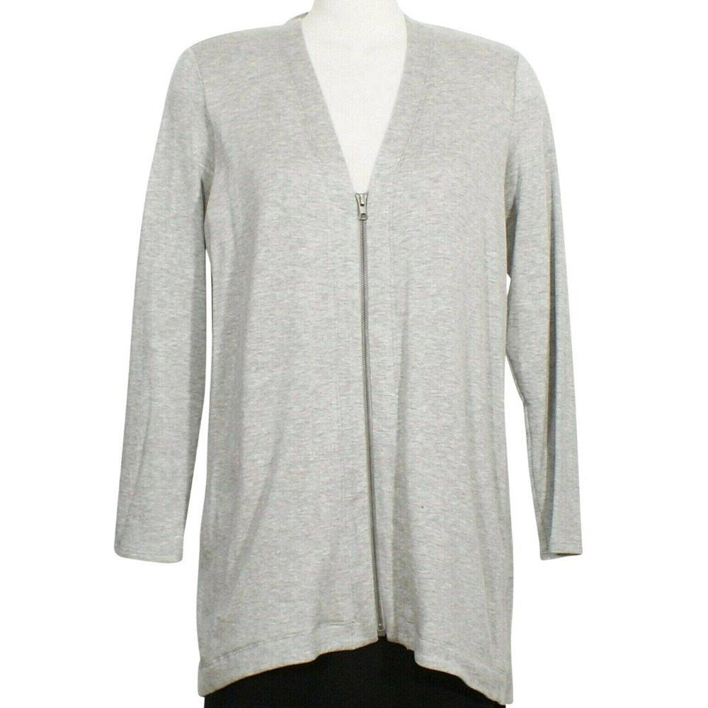 Eileen Fisher Gray Zip Up‎ Cardigan Sweater Tencel Casual Women's Plus Size 2X